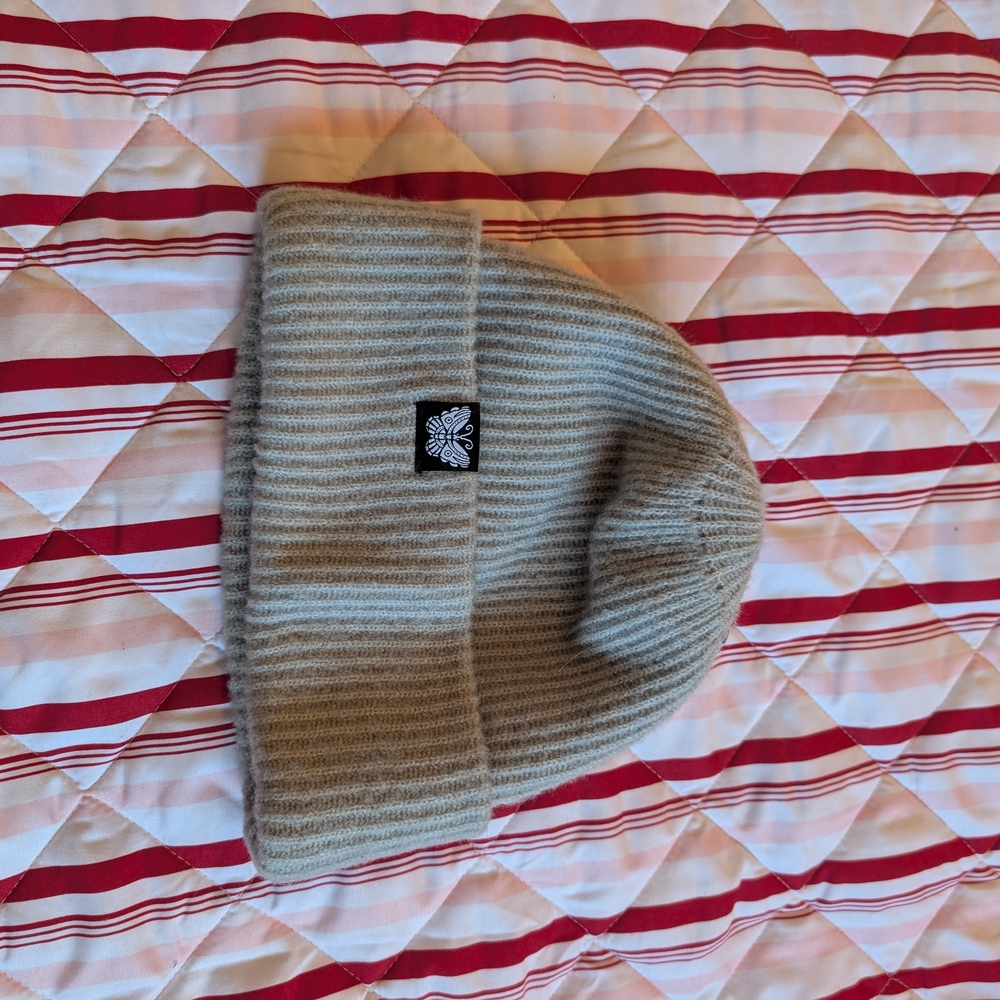 Ribbed Knit Beanie with Logo Patch
